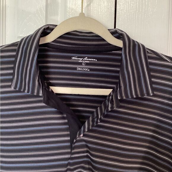 Tommy Armour - Men’s Dri-Logic Black Striped Polo - L - Picture 2 of 4